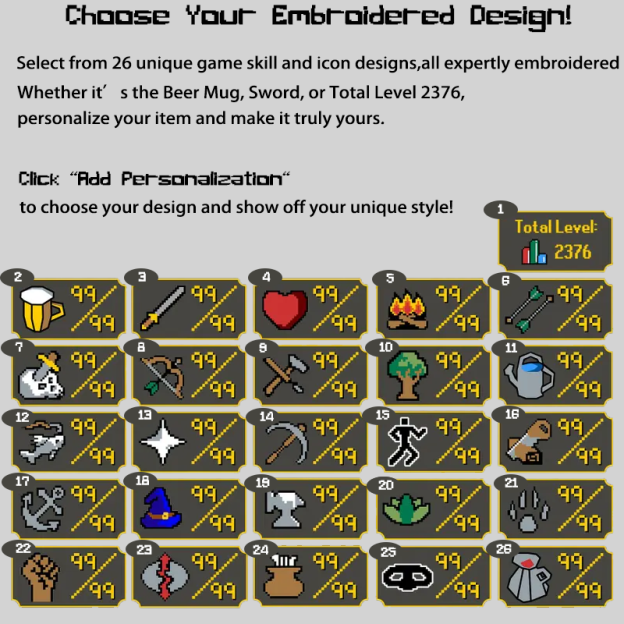 Personalized Pixel Skill 2 Geek Embroidered Polo Shirts