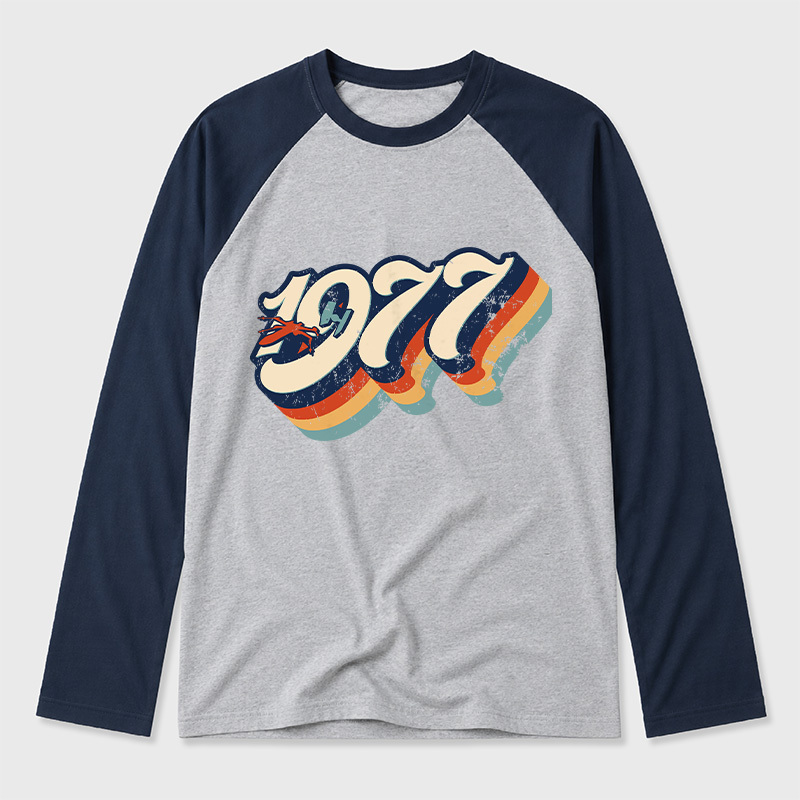1977 Vintage Geek Retro Raglan Long-Sleeve Tee