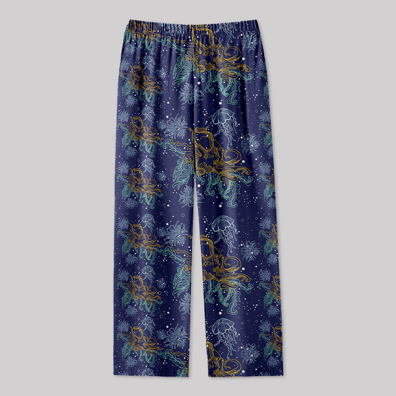 Octopus and Jellyfish on The Seabed Geek Loungewear Pants