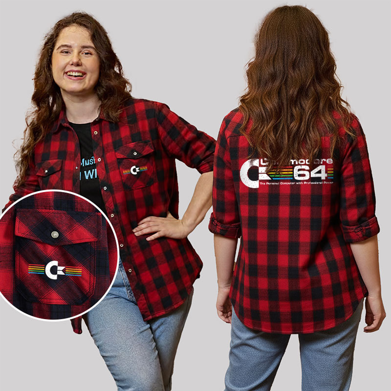 Commodore 64 Plaid Flannel Shirt
