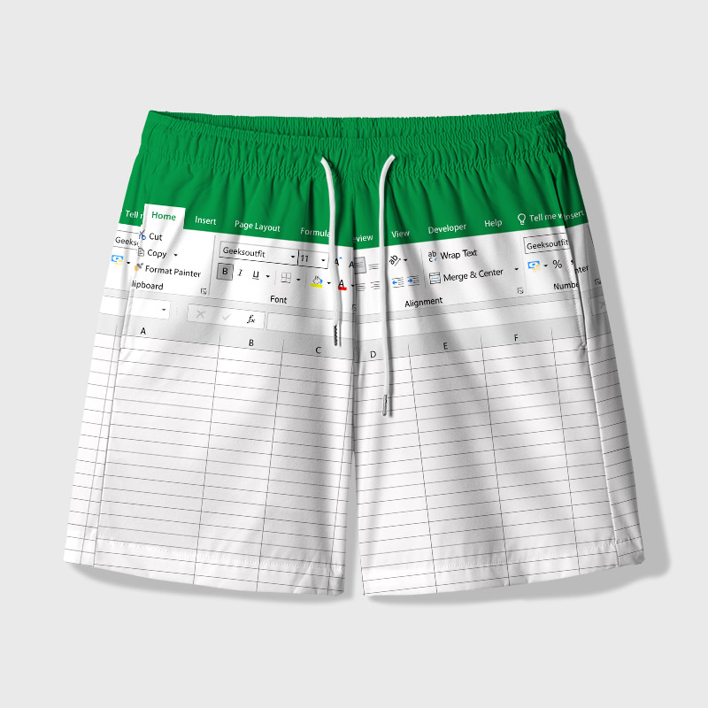Excel Funny Work Geek Hawaiian Swim Trunks