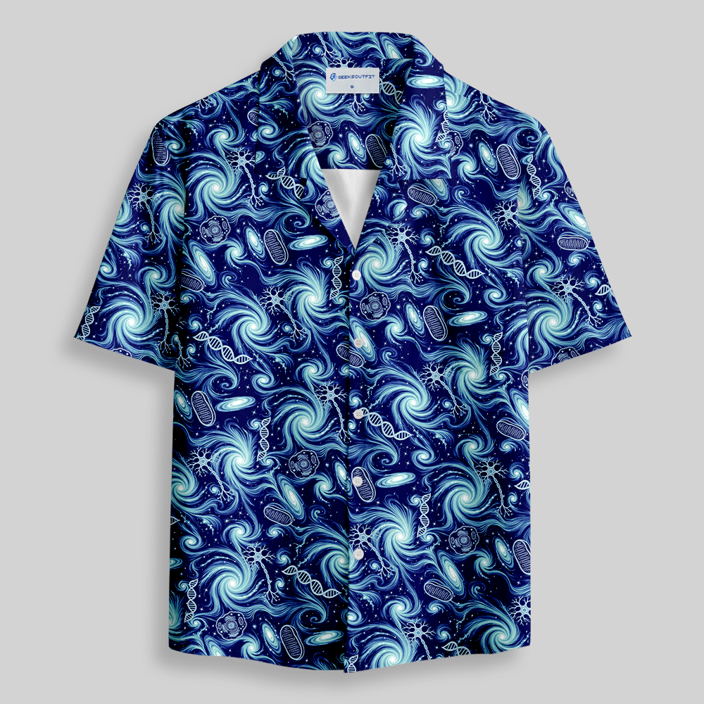 Cosmic Biology Galaxy Neuron DNA Button Up Pocket Shirt