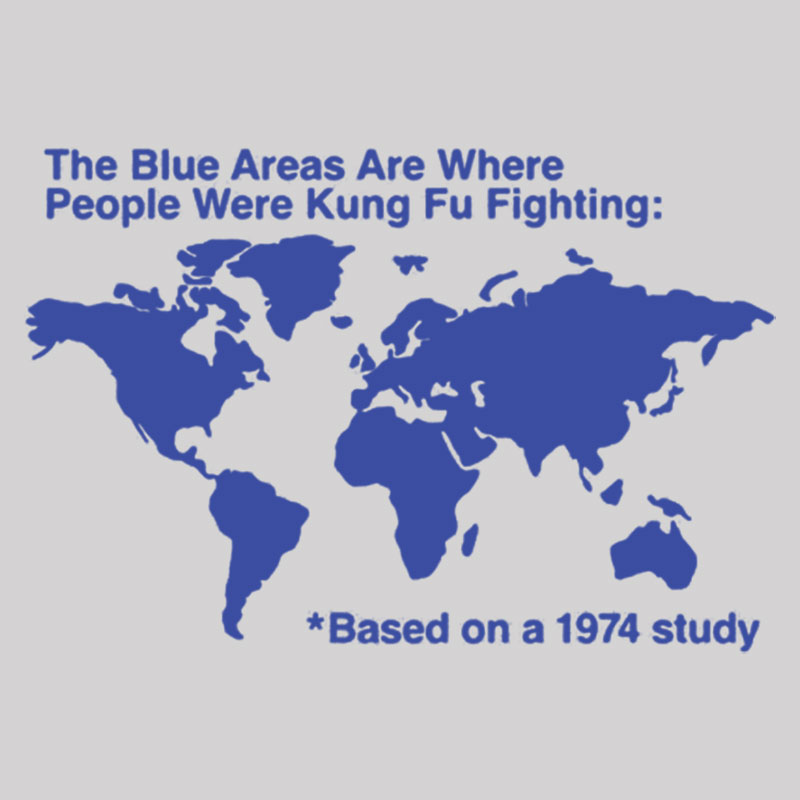 The Blue Areas Are Where People Were Kung Fu Fighting Geek T-Shirt