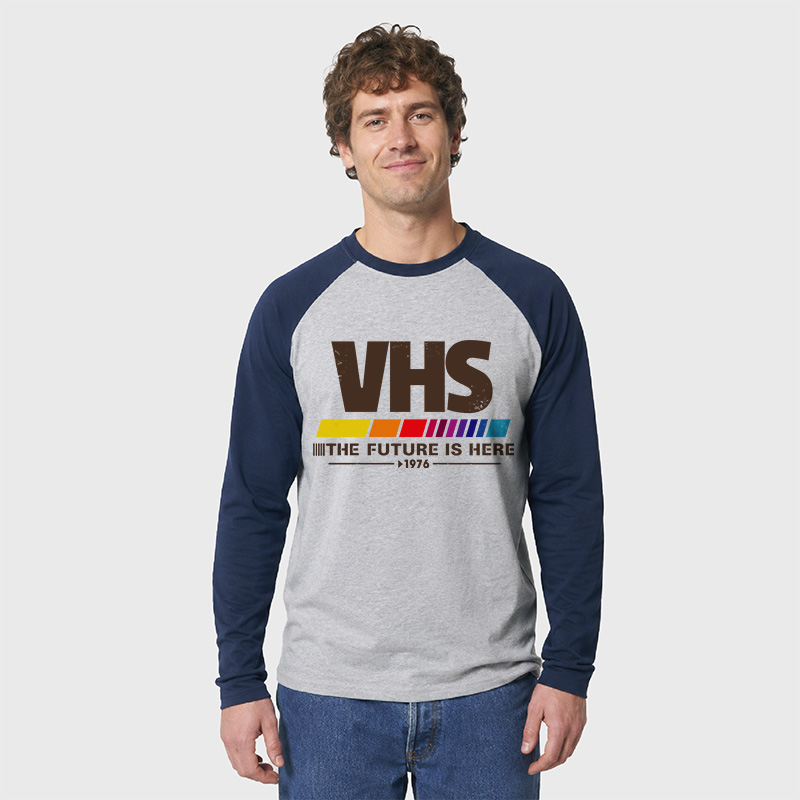 VHS The Future Is Here Geek Retro Raglan Long-Sleeve Tee