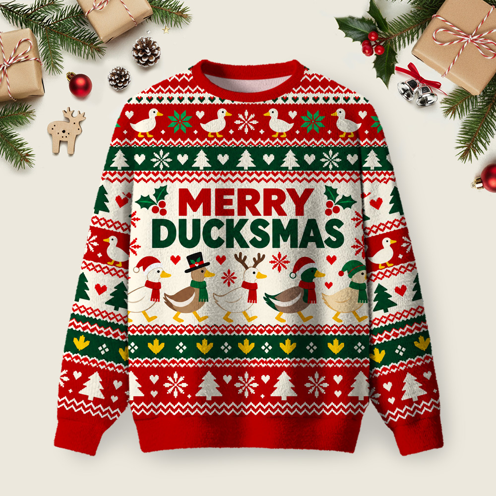 [Copy]Merry Ducksmas Ugly Christmas Fuzzy Fleece Sweatshirt
