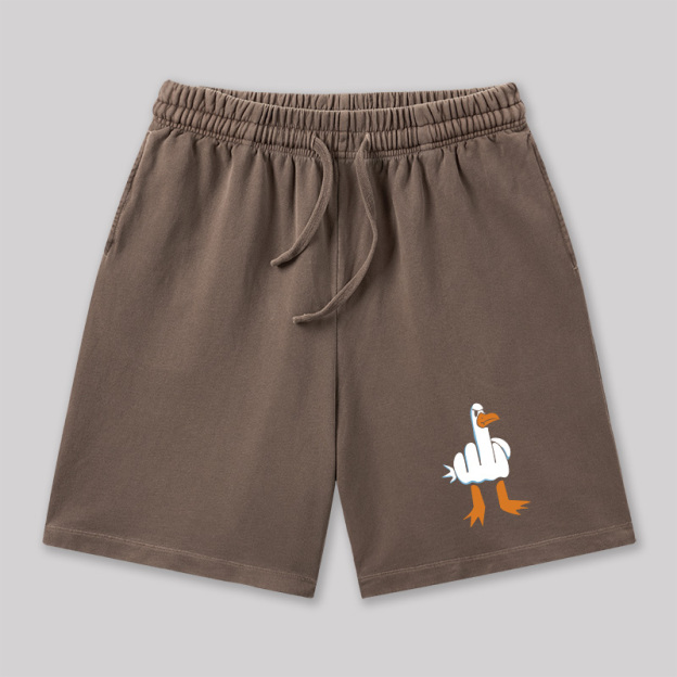 Rude Seagull Design Funny Geeky Washed Shorts