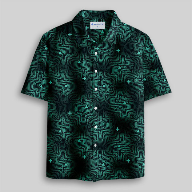 Fingerprint Contours Button Up Pocket Shirt