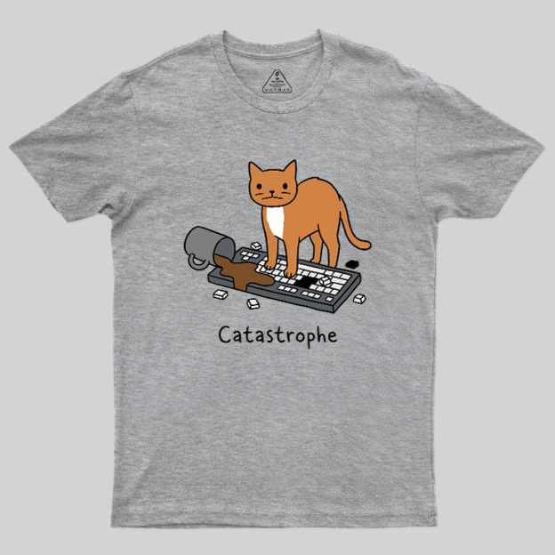 Catastrophe Spilled Coffee Cat Geek T-Shirt