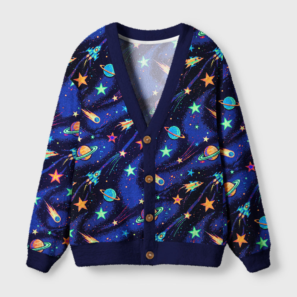 Geeksoutfit Cosmic Voyage Geek Ugly Cardigan Sweaters  for Sale