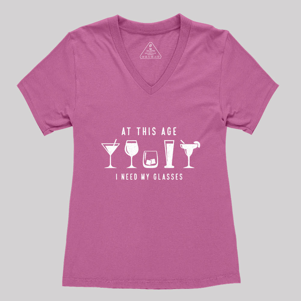 I Need My Glasses Geek Women's V-Neck T-shirt