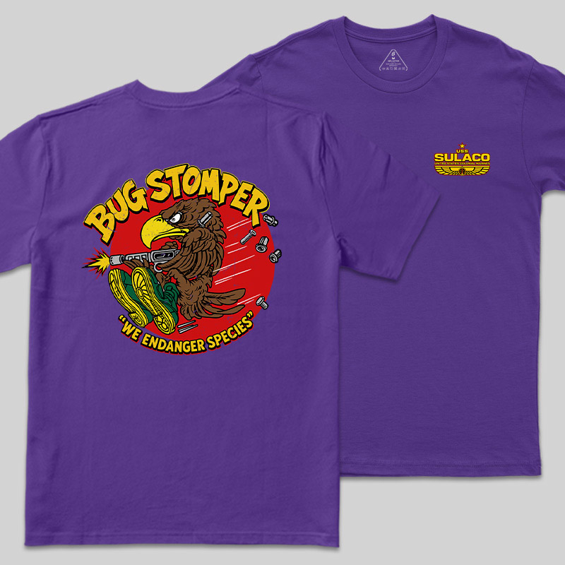 Bug Stomper Alien Front and Back Printed Geek T-Shirt