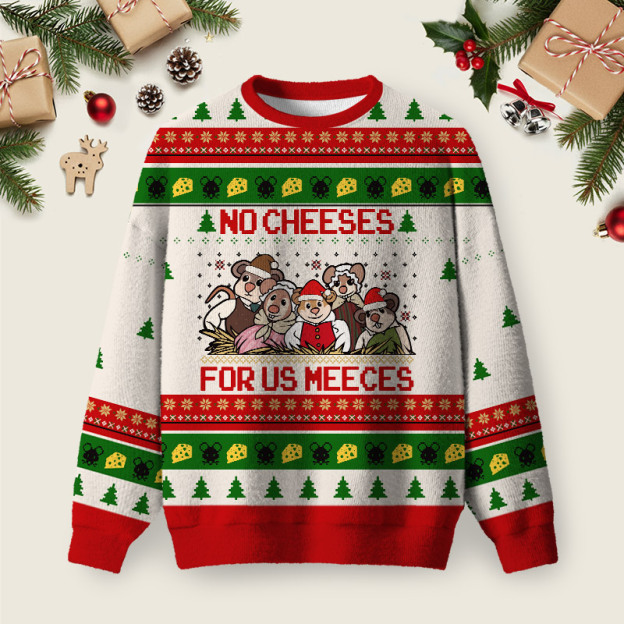 Cheese Mice Ugly Christmas Fuzzy Fleece Sweatshirt