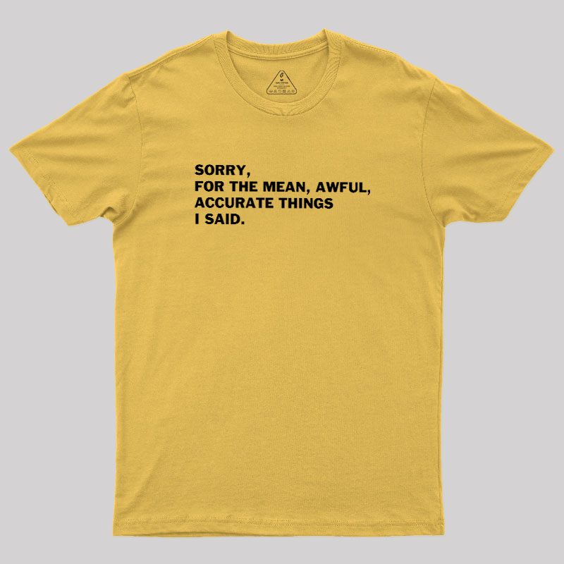 Accurate Things I Said Geek T-Shirt