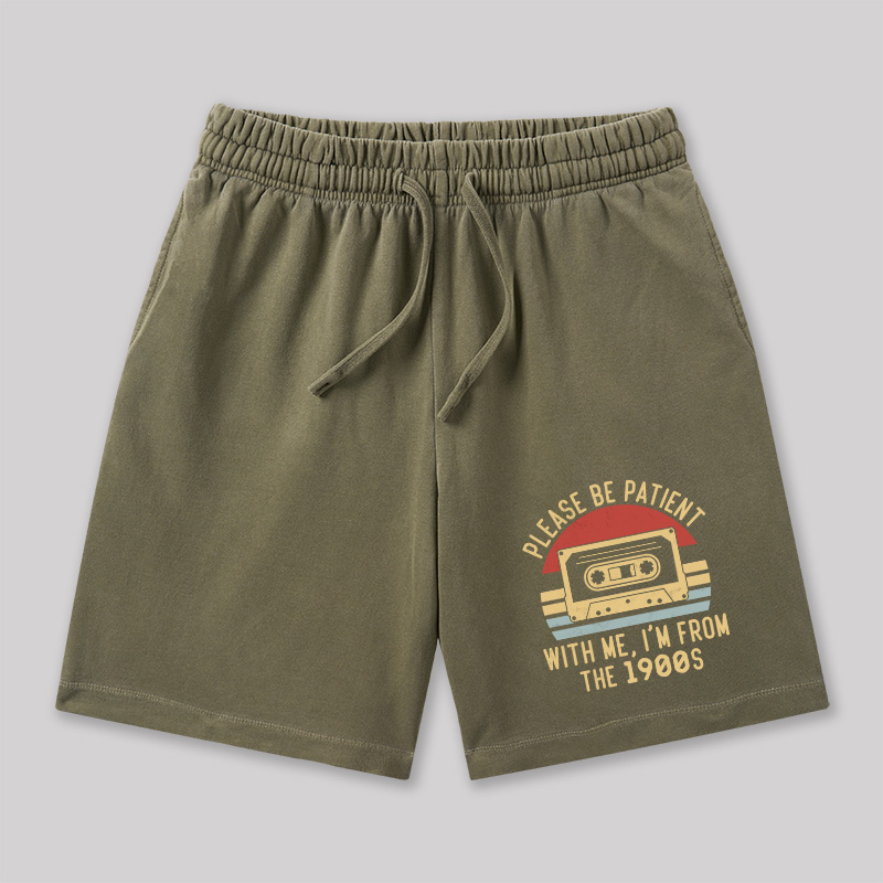 Please Be Patient with Me Im from the 1900s Geeky Washed Shorts