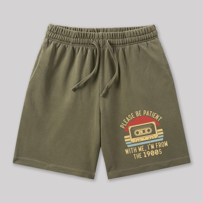 Please Be Patient with Me Im from the 1900s Geeky Washed Shorts