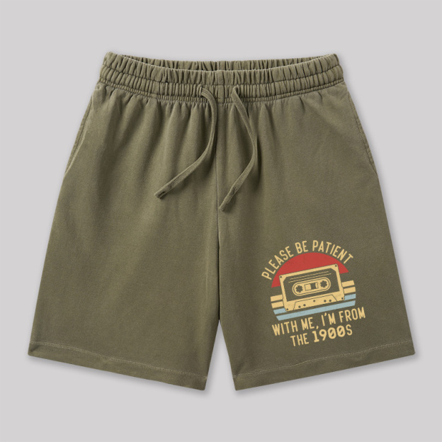 Please Be Patient with Me Im from the 1900s Geeky Washed Shorts