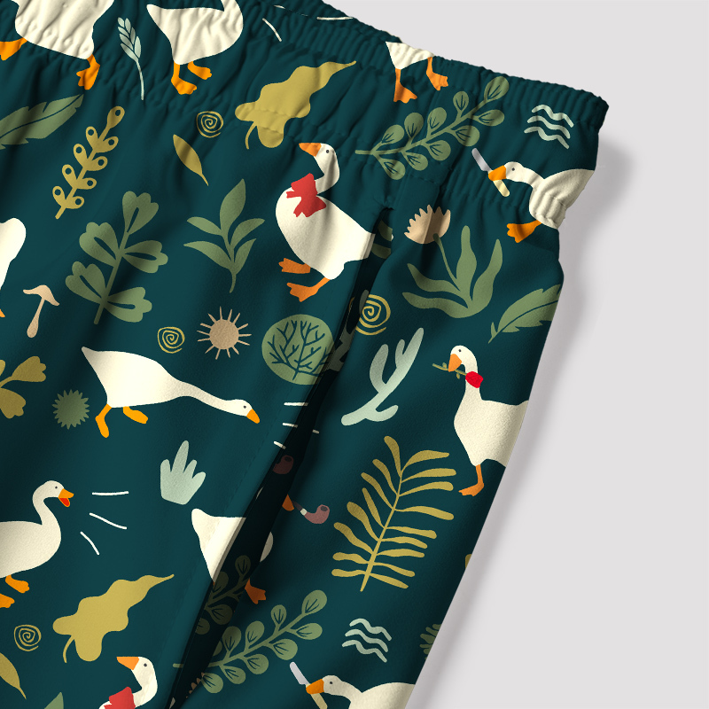 Goose Geek Hawaiian Swim Trunks