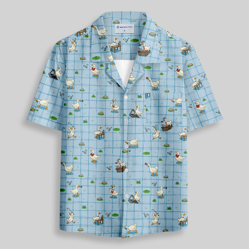Blue Checkered Goose Button Up Pocket Shirt