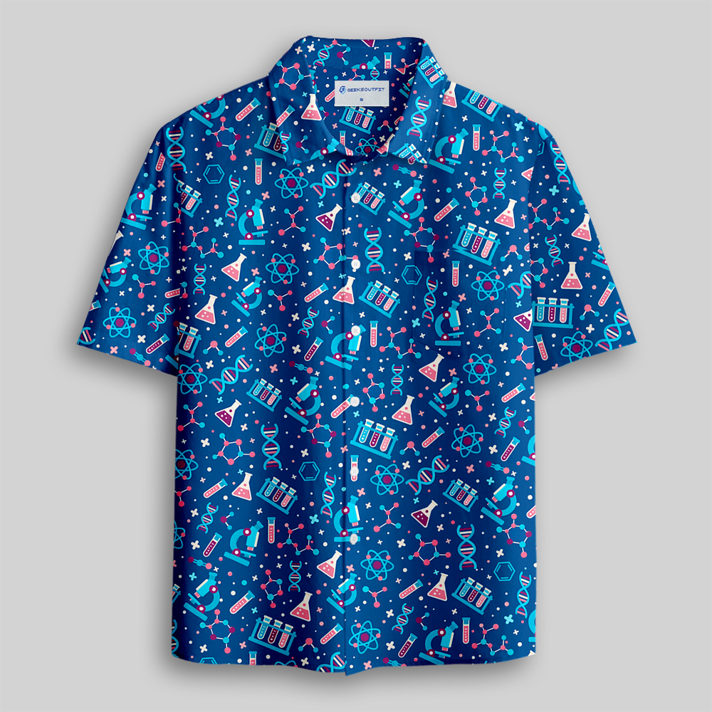 Stem Science Lab Dna Atom Button Up Pocket Shirt