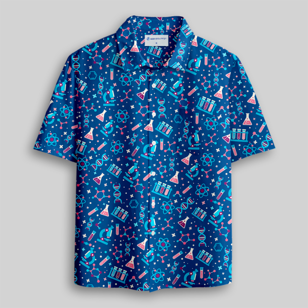 Stem Science Lab Dna Atom Button Up Pocket Shirt