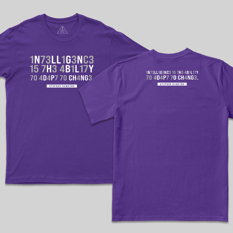 Intelligence-Stephen Hawking Science Nerd Front and Back Printed T-Shirt