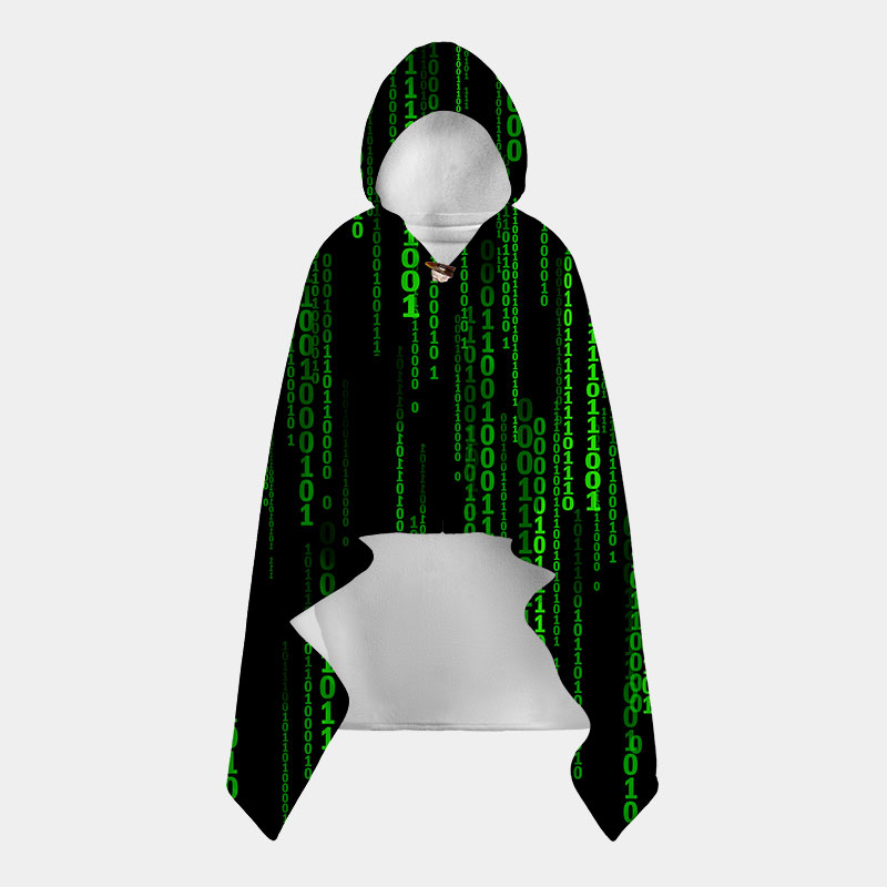 Follow the White Rabbit Black Green Design Art Flannel Cloak