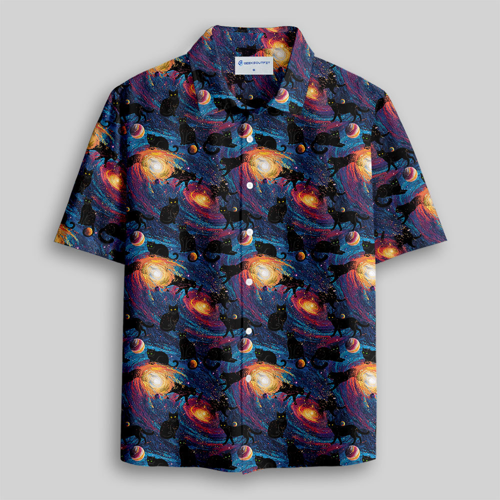 Galactic Cats Button Up Pocket Shirt