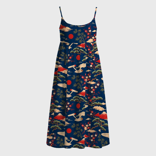 Sci-Fi Spaceship Ukiyo-e Style Geek A-Line Cami Dress