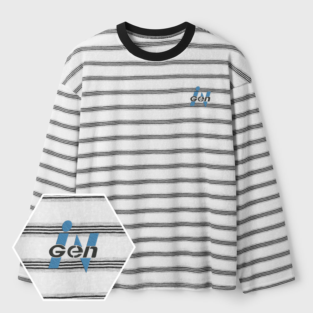 Ingen Geek Lycra Striped Embroidered Long-Sleeve Shirts
