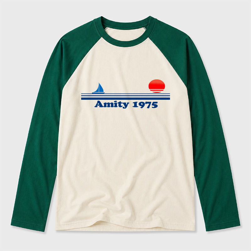 Sunset 1975 Geek Retro Raglan Long-Sleeve Tee