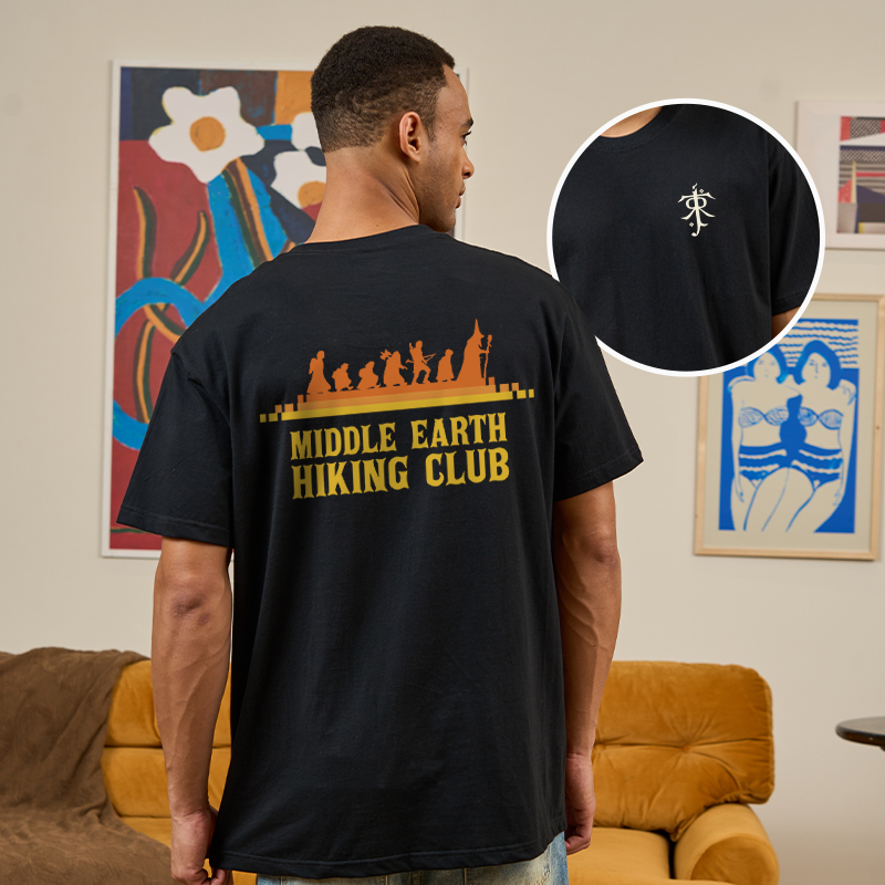 Middle Earth Hiking Club Front and Back Printing  Geek T-Shirt