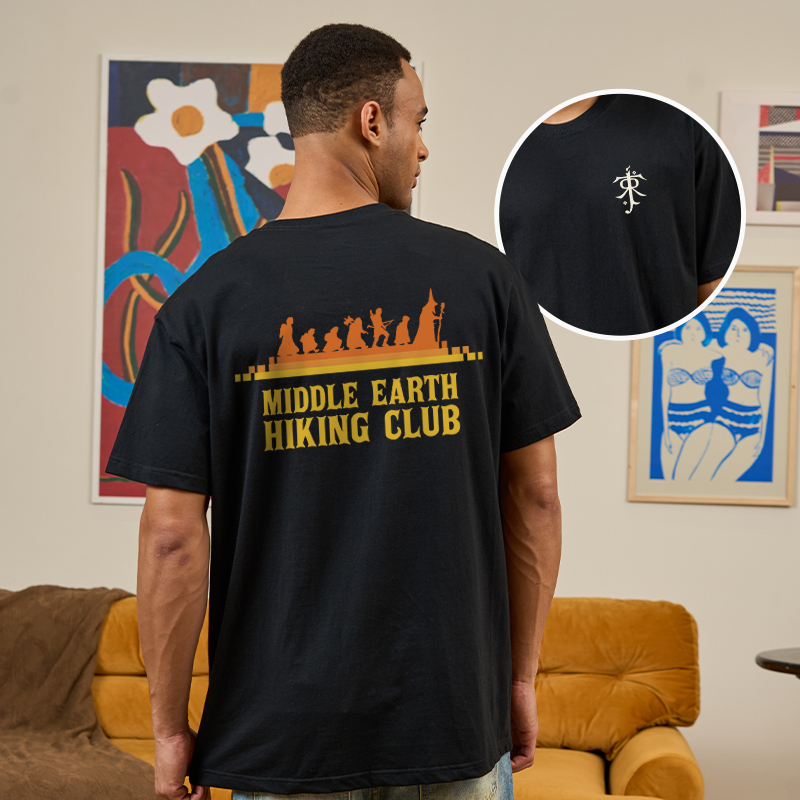Middle Earth Hiking Club Front and Back Printing  Geek T-Shirt