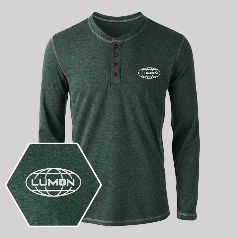 Lumon Embroidered Long Sleeve Henley Shirts