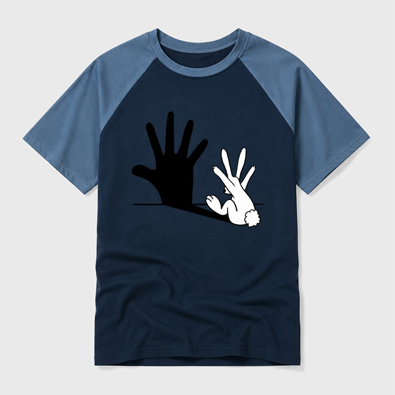 Rabbit Hand Shadow Funny Geek Retro Raglan T-Shirt