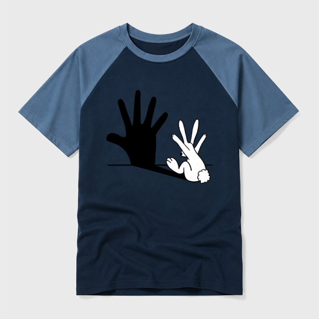 Rabbit Hand Shadow Funny Geek Retro Raglan T-Shirt