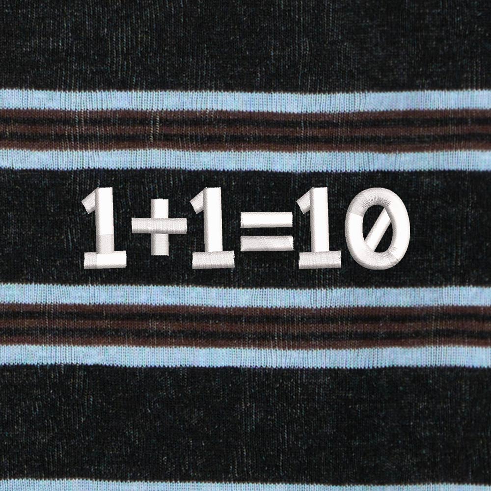 Binary Genius Geek Lycra Striped Embroidered Long-Sleeve Shirts