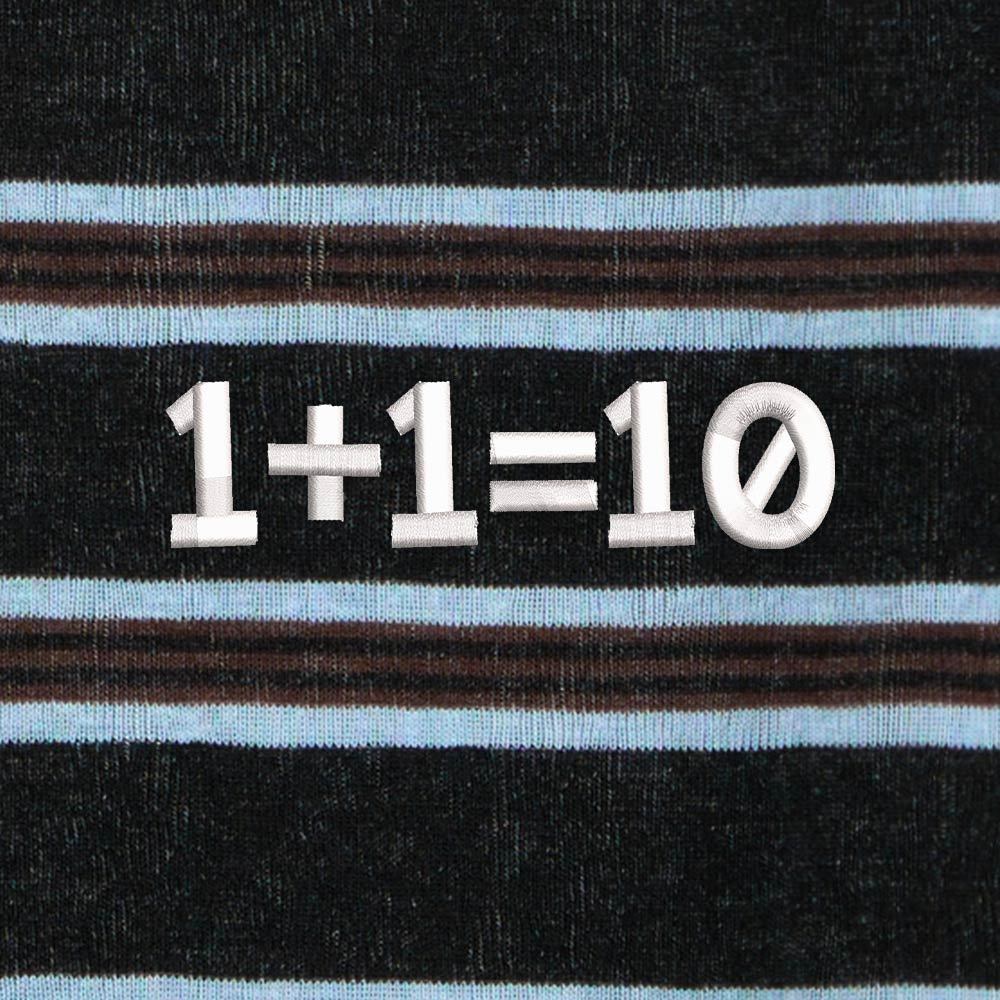 Binary Genius Geek Lycra Striped Embroidered Long-Sleeve Shirts
