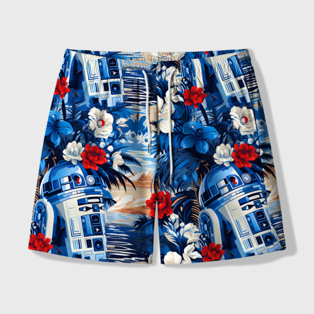 Robot Geek Hawaiian Swim Trunks