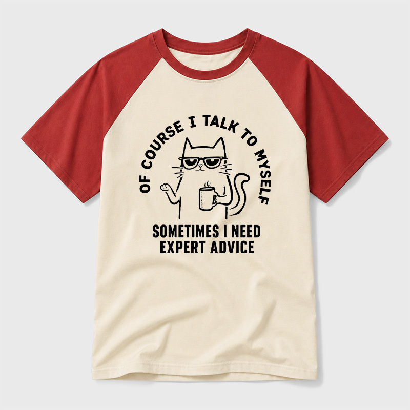 Talk To Myself Cat Geek Retro Raglan T-Shirt