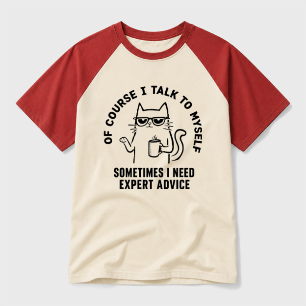 Talk To Myself Cat Geek Retro Raglan T-Shirt