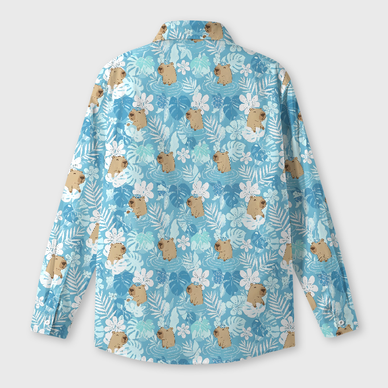 Capybara in Tropical Paradise Geek Long-Sleeved Shirt
