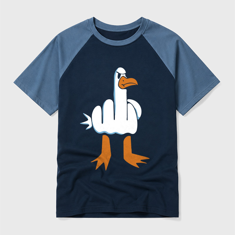 Rude Seagull Design Funny Geek Retro Raglan T-Shirt
