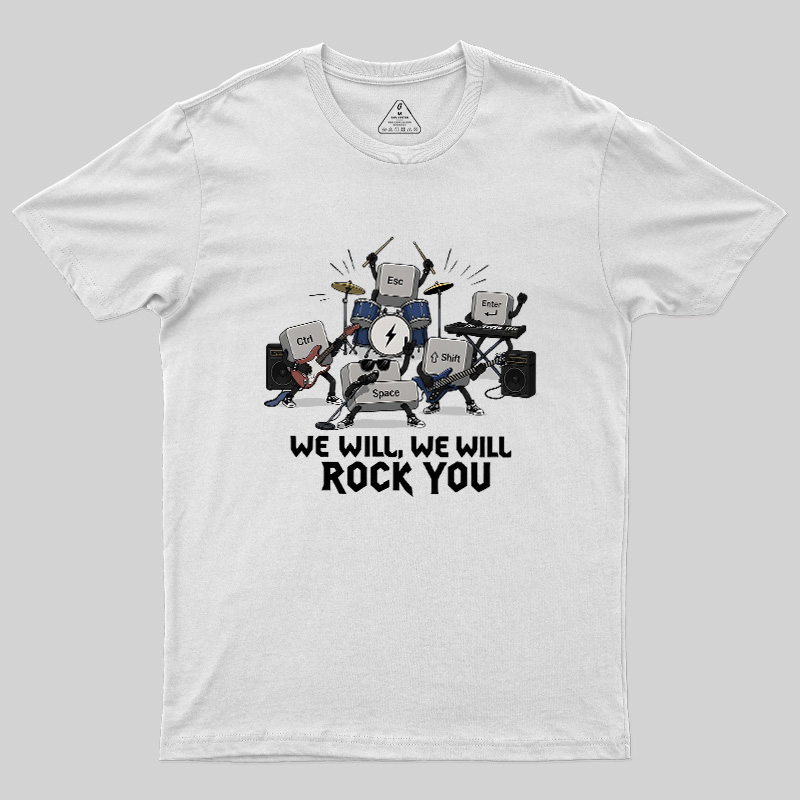 Keyboard Rock Band Print Geek T-Shirt
