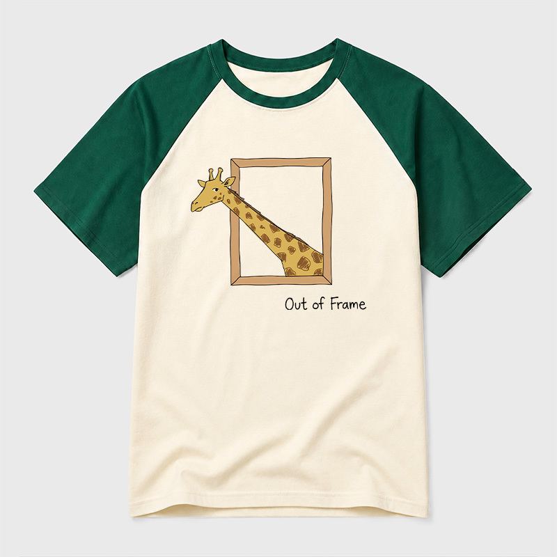 Out of Frame Long Neck Giraffe Geek Retro Raglan T-Shirt