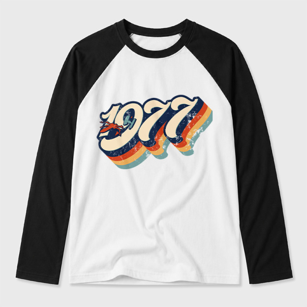 1977 Vintage Geek Retro Raglan Long-Sleeve Tee