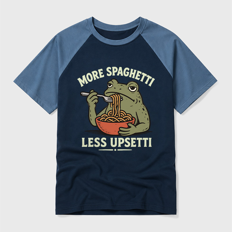 More Spaghetti Less Upsetti Geek Retro Raglan T-Shirt