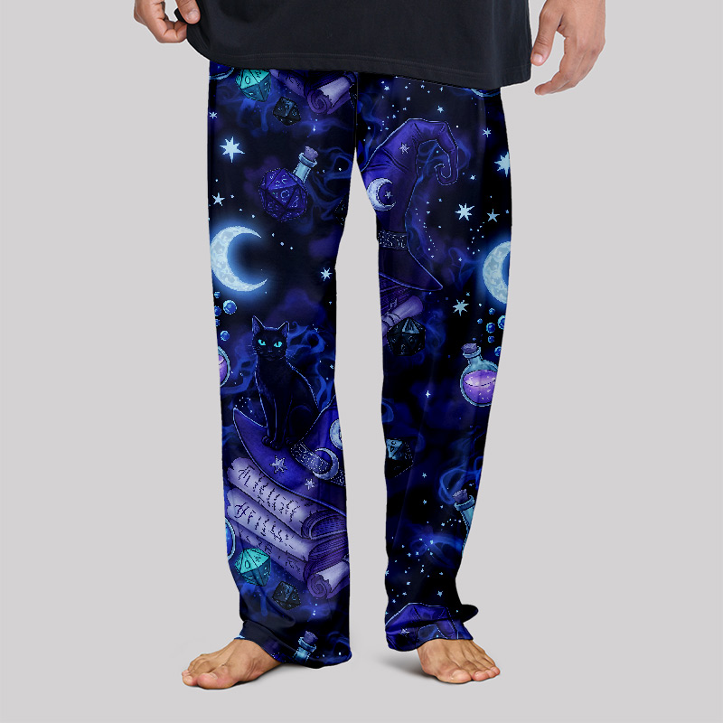 Magic Cats and DND Night Print Geek Loungewear Pants
