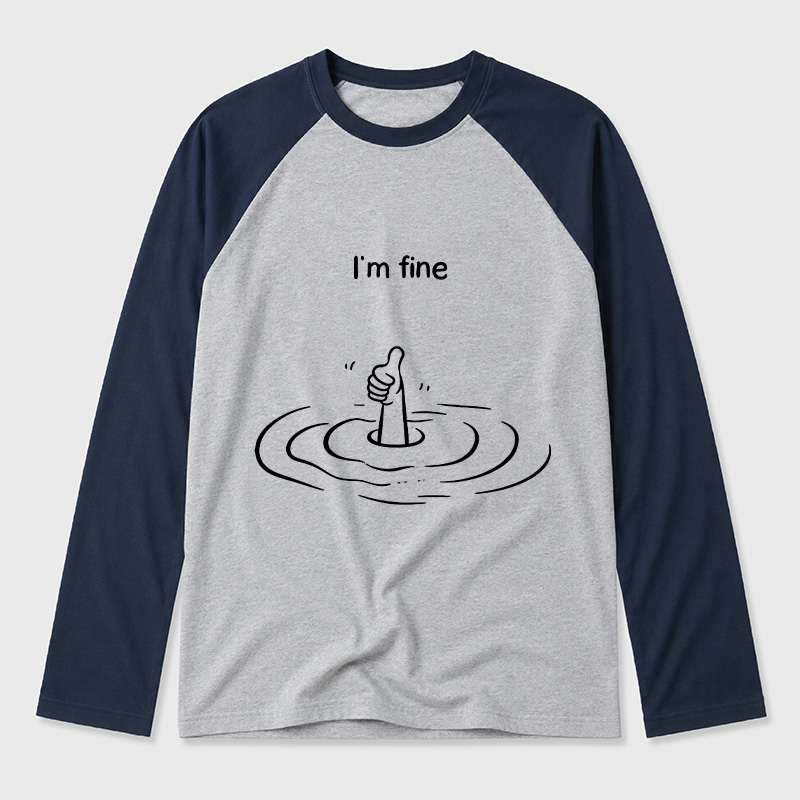 I'm Fine Geek Retro Raglan Long-Sleeve Tee