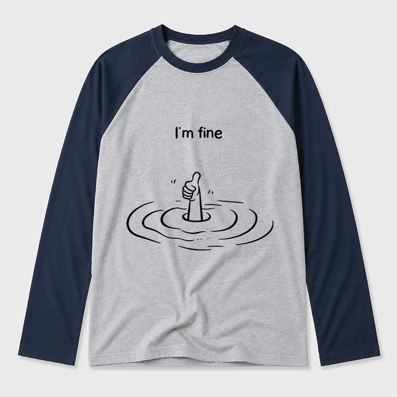 I'm Fine Geek Retro Raglan Long-Sleeve Tee