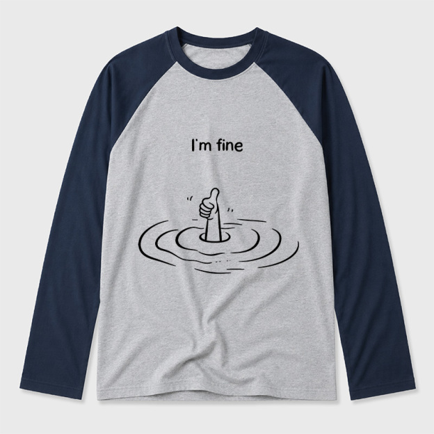 I'm Fine Geek Retro Raglan Long-Sleeve Tee